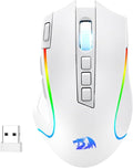 Redragon M612 PRO RGB Gaming Mouse, 8000 DPI Wired/Wireless Optical Mouse with 9 Programmable Buttons & 6 Backlit Modes, BT & 2.4G Wireless, Software Supports, White