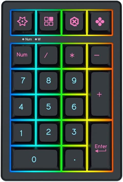BOYI TD21 Hot Swap Numpad,21 Keys Mini Numpad Portable Keypad Bluetooth5.0/2.4G/Wired Number Pad Keyboard PBT Keycaps RGB Backlit Type-C Mini Keyboard (Cool Black Cherry Keycaps)