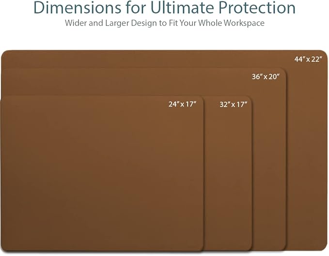 Vine Creations Leather Desk Pad - Large 44" x 22", Desk Protector, PU Leather, Brown