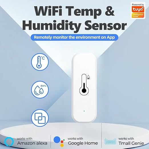 Temperature and Humidity Sensor,BVAZTVP No Hub Required,Compatible with Alexa and Google Home,for Home, Baby Rooms,Greenhouses Accessories, Garages, Office 2Pack White(No Include Battery)