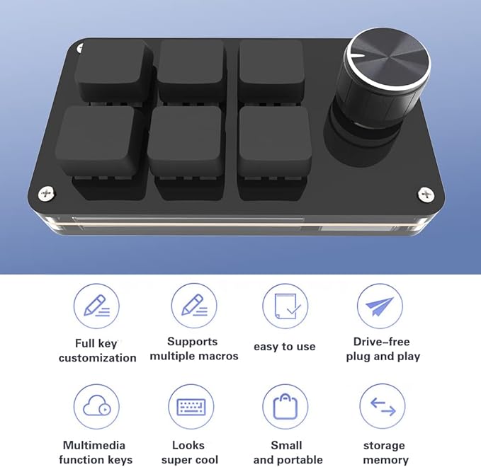 SIKAI CASE Programmable Macro Keyboard, 6 Key Mechanical Gaming Keypad, Custom Knob KeyPad, Hot swappable Switch Gaming Keyboard, Wired programmable keypad with Drawing Programming Video