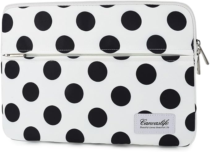 Canvaslife Waterproof Laptop Sleeve 15 Inch 15 Case and 15.6 Laptop Bag (Black dot)