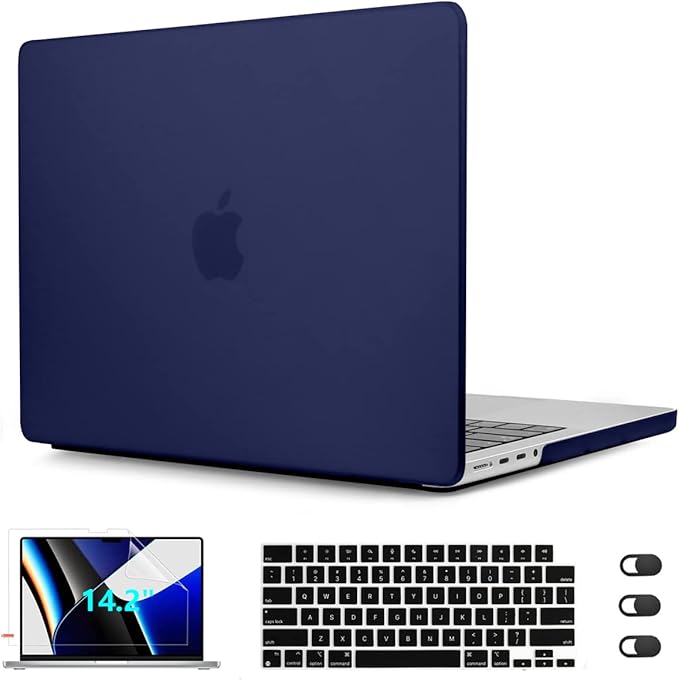 CISSOOK Navy Blue Cover for MacBook Air 13 M1 Case with Retina Display and Touch ID, Dark Blue Hard Shell Case with Keyboard Cover + Screen Protecter for Air 13 M1 A2337 A2179 A1932 Model 2018-2021