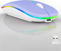 Guiheng Wireless Bluetooth Mouse,LED Dual Mode Rechargeable Silent Slim Laptop Mouse,Portable(BT5.2+USB Receiver) Dual Mode Computer Mice,for Laptop,Desktop Computer,ipad Tablet,Phone,Mac(Purple)