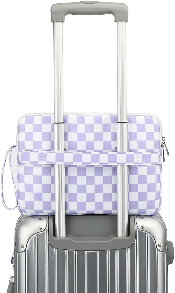 15.6-inch Notebook case, Waterproof and Shockproof Protective Computer case, can be Used to Cover Shopping cart Cases. The Notebook is Compatible with Lenovo, ASUS and HP (Purple Checker)