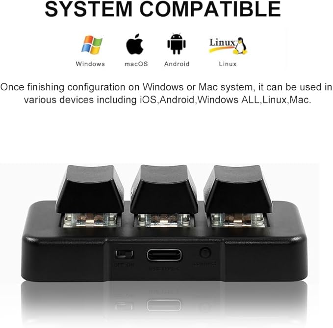 3-Key Mini Keypad 2.4G Wireless 2 in 1 Mechanical Gaming Keyboard Hot Key Customized Program with RGB Led for Gaming OSU Office Work