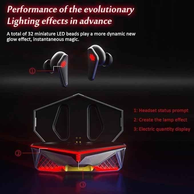 Wireless Gaming Earbud, K98 Wireless Gaming Headphone with Charging Case and Built-in Mic, Bluetooth 5.1 Dual Game Music Mode Earbuds Wireless Headphones with 30 Hours Playtime, RGB
