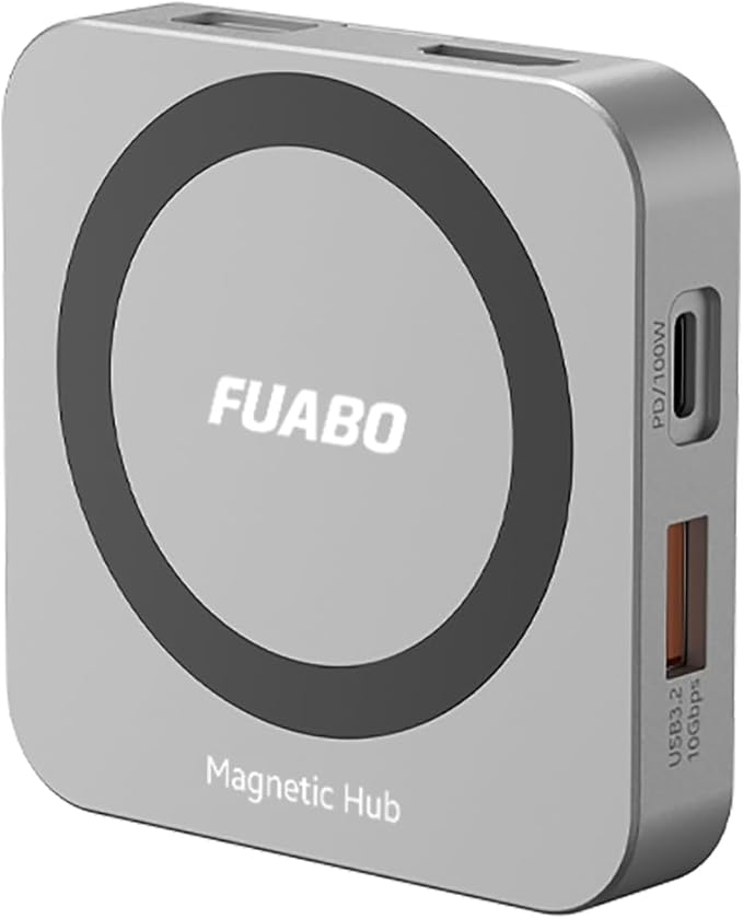 Magnetic M.2 NVMe SSD Enclosure & USB C Docking Station for iPhone MagSafe Portable SSD case, Magnetic External SSD &USB HUB 4K@60Hz HDMI, 10Gbps 100W PD Charging Compatible with iPhone 16