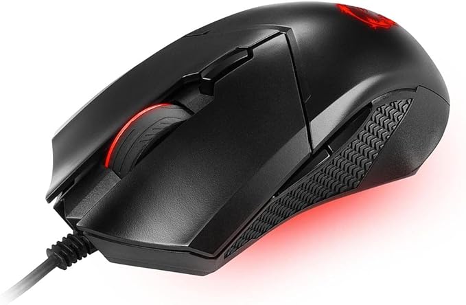 MSI Clutch GM08 Gaming Mouse, 4200 DPI, Optical Sensor, 3 Adjustable Weights, Red LED Lighting, Symmetrical Design, Black (Pack of 4)