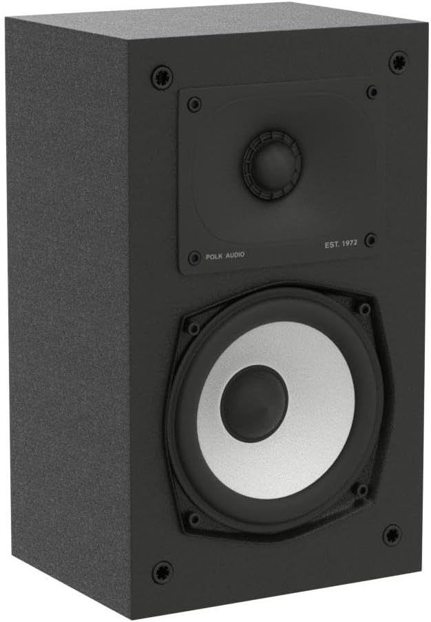 Polk Monitor XT15 Pair of Bookshelf or Surround Sound Speakers - Hi-Res Audio Certified, Dolby Atmos & DTS:X Compatible, 1" Terylene Tweeter & 5.25" Dynamically Balanced Woofer (Pair, Midnight Black)