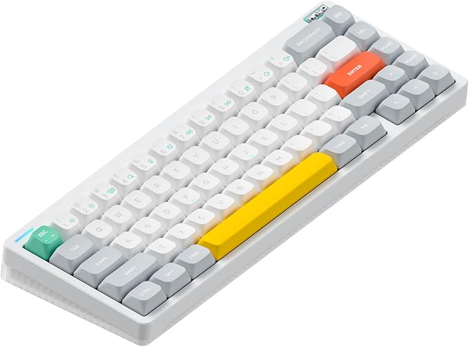 nuphy Halo65 V2 Wireless Mechanical Keyboard with PBT Keycaps,65% Hot Swappable Custom Gaming Keyboard Compatible with QMK/VIA,RGB Backlit,Gasket Structure,BT5.0/USB-C/2.4GHz,White-Raspberry Switches