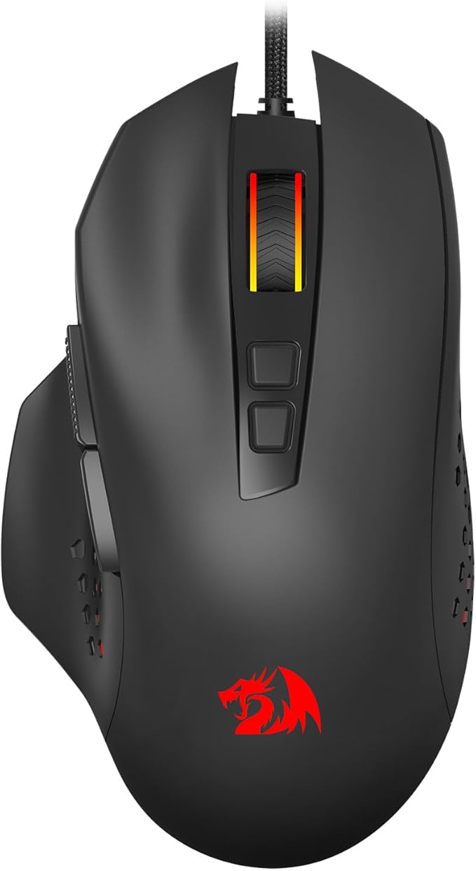 Redragon - Roadmaster M723 - Gaming Mouse - 12400 DPI Adjustable Wired Optical Gaming Mouse - 7 Programmable Buttons - 5 Backlit Modes - Max 12400DPI - 180CM High-Speed USB Braided Cable