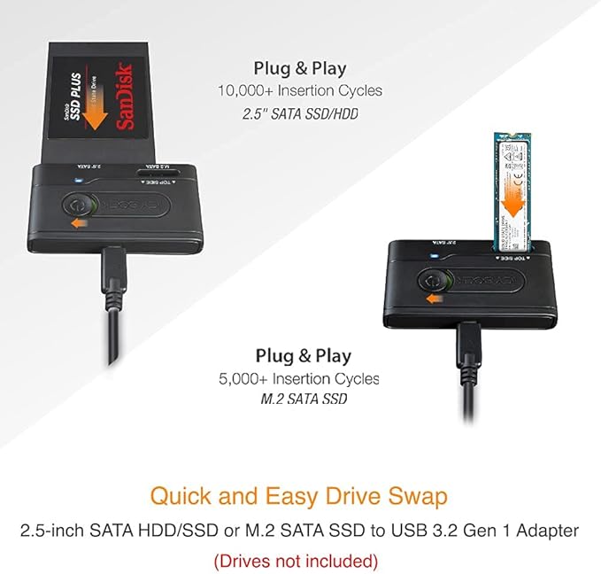 ICY DOCK 2.5” & M.2 SATA III HDD SSD to USB 3.2 Gen 1 (5Gbps) Hard Drive Docking Station Reader Adapter | EZ-Adapter MB031U-1SMB