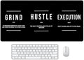 Inspirational Black Hustle Rectangle Mouse Pad Non Slip Rubber Base Cool Full Desk Mouse Pad Motivational Quotes Gaming Keyboard and Mouse Pad for Laptop Computers Office Desk 31.5“x15.7"