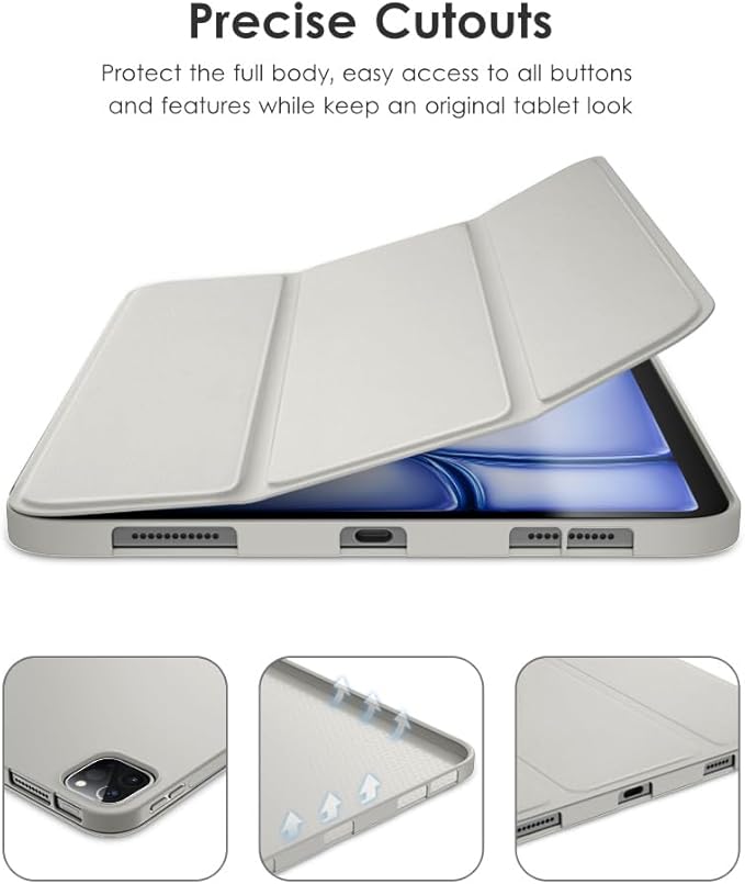 DTTO for iPad Pro 11 Inch 4th/3rd/2nd/1st Generation 2022/2021/2020/2018 Case, Also Fit iPad Air 11-Inch/5th/4th Gen, Slim Lightweight Trifold Stand Soft Back Cover，Auto Sleep/Wake,Silver