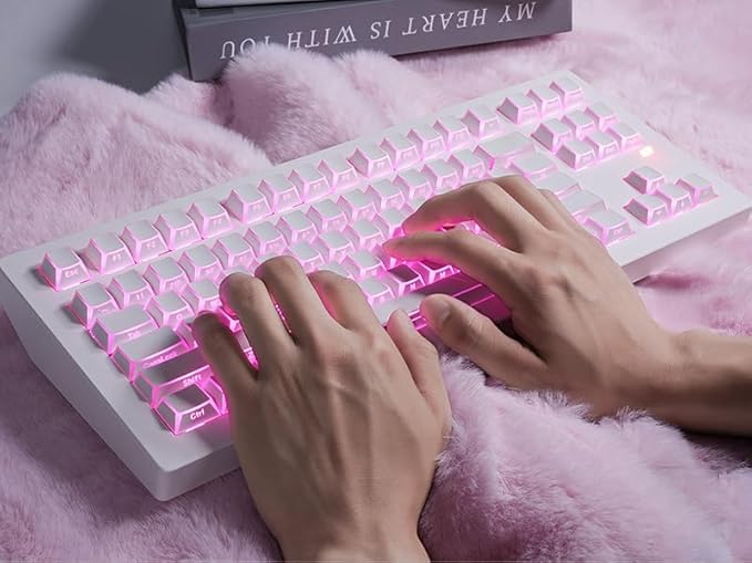 ZORNHER CG870 Wireless Mechanical Keyboard,80% White Gaming Keyboard, Creamy Keyboard,Shine Though Double Shot Keycaps,Creamy Sounding Linear Switches,Hot-Swappable