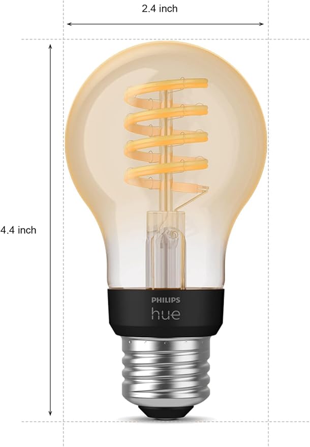 Philips Hue Smart 40W A19 Filament LED Bulb - White Ambiance Warm-to-Cool White Light - 4 Pack - 550LM - E26 - Indoor - Control with Hue App - Works with Alexa, Google Assistant and Apple Homekit