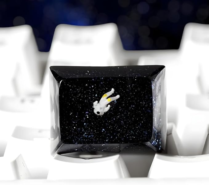 Space Astronaut Artisan Keycap R1 SA Profile Custom Astronauts Keycaps 1.25U Ctrl Key caps Handmade Gaming Resin Key Cap Cherry MX Switch Compatible Mechanical Keyboard Space Lover Gift