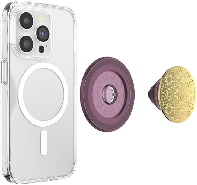 PopSockets Phone Grip for MagSafe, Magnetic Holder, Phone Stand, Purple - Enamel Mosiac