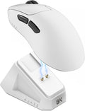 AJ179PRO PAW3395 26000 DPI Gaming Mouse, 8000Hz Polling Rate, 58g Ultra-Light, Tri-Mode (2.4G/Wired/Bluetooth 5.2), Magnetic RGB Charging Dock, Ergonomic Right-Hand Design, White