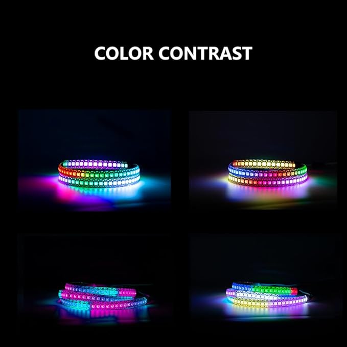 WS2812B LED Strip Individual Addressable Light SMD 5050 144Pixels RGB Pixel Strip DC5V (3.2FT 144LEDS Non-Waterproof, Black PCB)