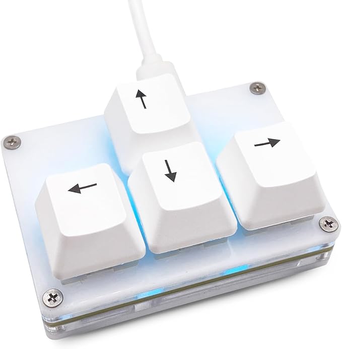 BTXETUEL Mini 4-Key Keypad WASD Arrow Key Keycaps Keyboard One-Handed Mechanical Gaming Keypad Programmable USB-C Customized Keyboard for Working or Gaming (White, Arrow Keycaps 2)