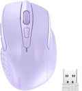TECKNET Wireless Mouse, 2.4G Ergonomic Optical Mouse, Computer Mouse for Laptop, PC, Computer, Chromebook, Notebook, 6 Buttons, 24 Months Battery Life, 2600 DPI, 5 Adjustment Levels - Lavender