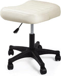 Height Adjustable Foot Stool,550lbs Heavy Duty Large Seat Under Desk Footrest,Swivel Rolling Chair Sturdy Wheels,2 in 1 Ottoman Stool Meeting Chair for Home Office,Creamywhite