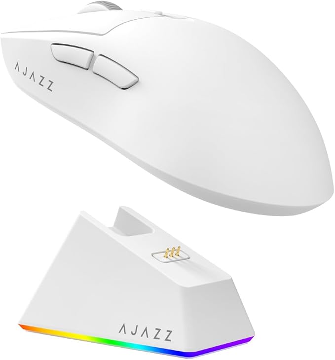 AJ139 V2 MC Wireless Gaming Mouse 2.4G Wired/Bluetooth | RGB Magnetic Charging Dock | Lightweight Design | 12K DPI | 500mAh Battery | PAW3311 Sensor | 5 Programmable Buttons, Compatible with PC/Mac