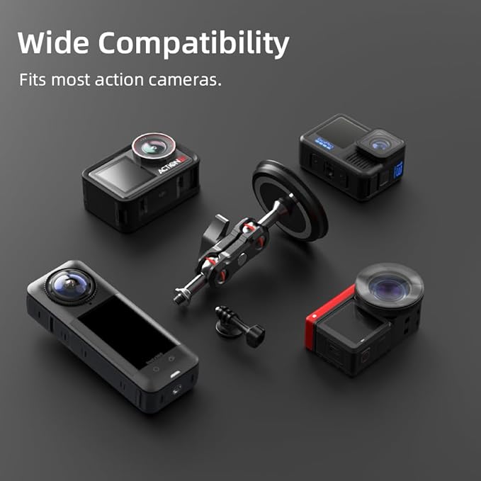 Magnetic Camera Mount for Action Camera, Strong Magnetic Mount with 360° Rotation Ball Head and Built-in 6 Magnets, Compatible with Gopro Hero 13/12/11/10, DJI Osmo Action 6/5 Pro/4/3,Nano