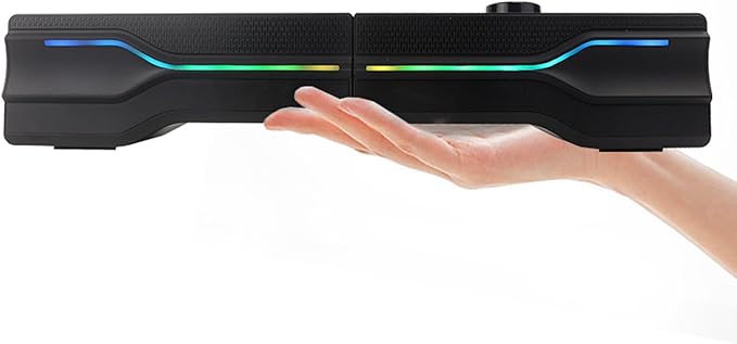 Desktop USB Powered 2-in-1 Soundbar Stereo Speaker, RGB LED Light