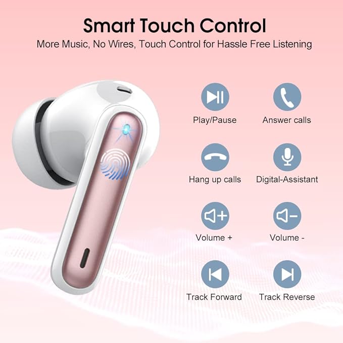 Csasan Wireless Earbuds, 2024 Bluetooth Headphones 5.3 HiFi Stereo Earphones, 40H Playtime in-Ear Earbud, Bluetooth Earbud with Dual Mic Call, IP7 Waterproof Earphones Sport Headset for iOS