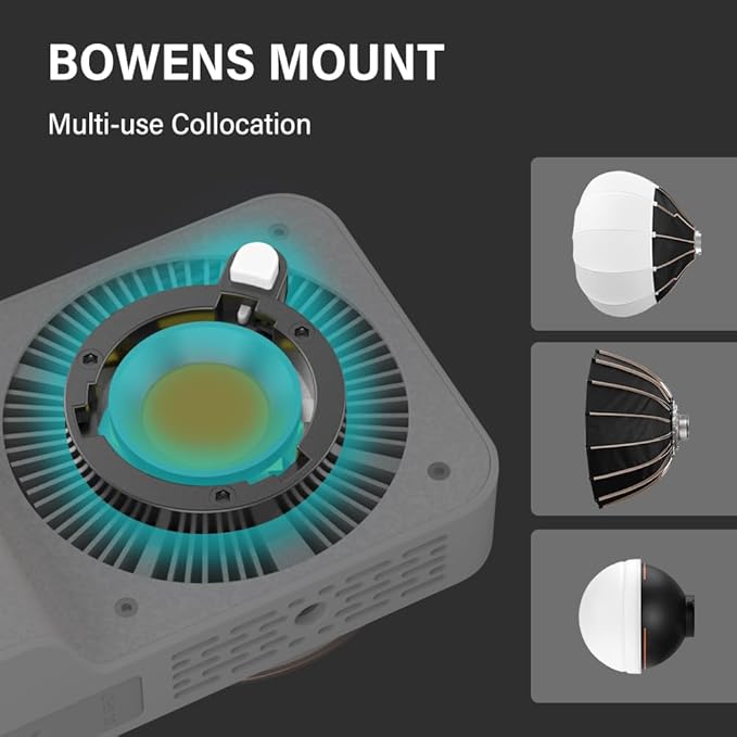 ZC-100BI 100W COB Video Light with Bowens Mount,10000Lux/m 2700K-7500K Bi-Color Camera Light with 10 Scenario Simulations Control Continuous Lighting for Photography (ZC-100bi Pink)