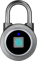 Fingerprint Padlock, Bluetooth Lock, Mobile APP, MEGAFEIS Smart Padlock with Keyless Biometric, Water Resistant, Suitable for Gym, Sports, Bike, School, Locker and Storage(Grey)