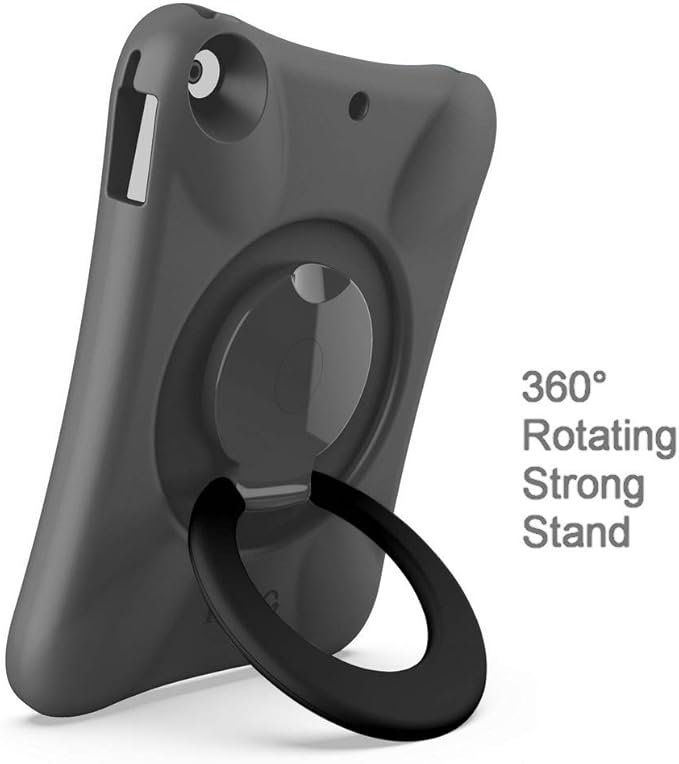 Kids Case for iPad, Shockproof Cover for 9.7” iPad 6th/5th Generation (2018/2017) / iPad Air 2 / iPad Air, Lightweight Full Body Protective with Foldable Handle/Stand Boy (Grey+Black)