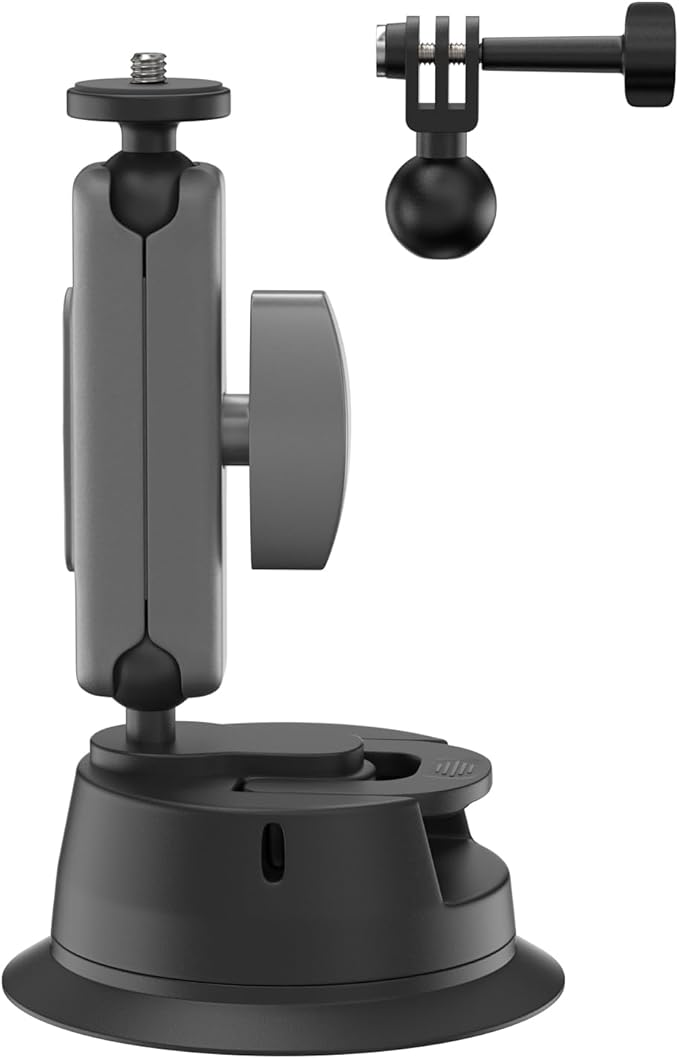SIOTI Suction Cup Mount with 1/4 Inch Mount and Action Camera Mount, Compatiable for Mobile Phone & Action Camera Go Pro Hero 12/11/10/9, DJl Osmo Action/Pocket, Insta360 X/Ace/Ace Pro