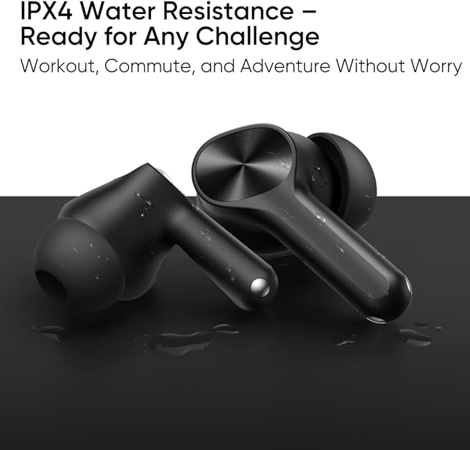 realme Buds T200 Lite Bluetooth in Ear Earbuds,4 Mic, AI ENC for Calls,48 Hours Total Playback with Fast Charging and Ultra Low Latency Gaming TWS, Google Fast Pair, with mic - (Black)