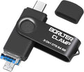64GB 3 in 1 USB 3.0 Flash Drive Photo Stick for Android Phones, BorlterClamp OTG Memory Stick with 3 USB Ports (USB C, microUSB, USB A) for Samsung Galaxy, LG, Tablets, PC and More, Black