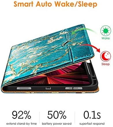 DTTO Case for iPad Pro 11 Inch 4th / 3rd / 2nd / 1st Generation 2022/2021/2020/2018,Premium PU Leather Folio Stand Cover with Hand Strap, Auto Wake/Sleep,Multiple Viewing Angles, Blossom