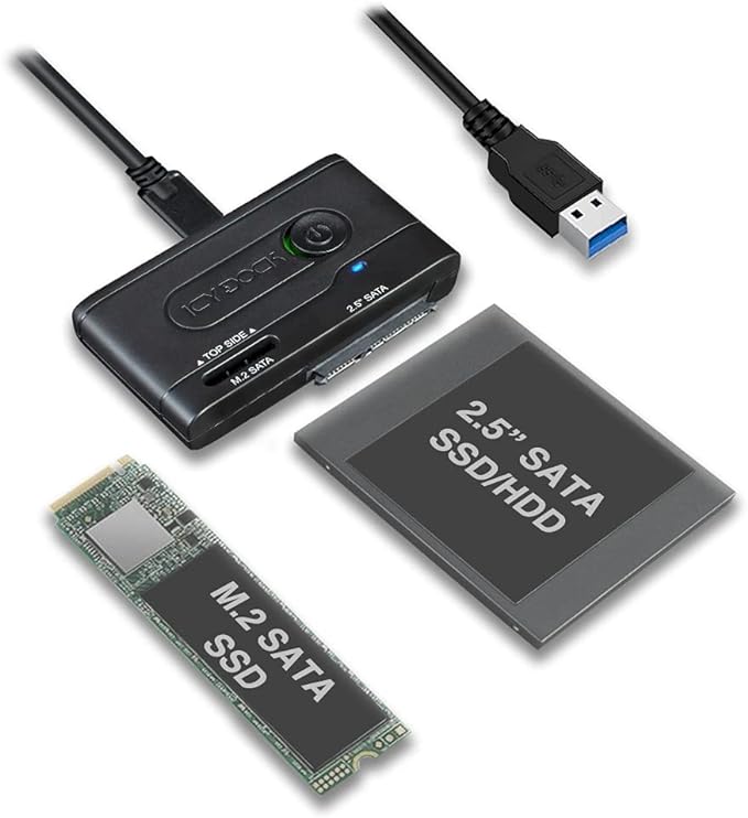 ICY DOCK 2.5” & M.2 SATA III HDD SSD to USB 3.2 Gen 1 (5Gbps) Hard Drive Docking Station Reader Adapter | EZ-Adapter MB031U-1SMB