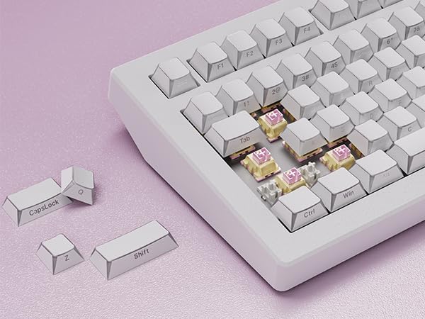ZORNHER CG870 Wireless Mechanical Keyboard,80% White Gaming Keyboard, Creamy Keyboard,Shine Though Double Shot Keycaps,Creamy Sounding Linear Switches,Hot-Swappable