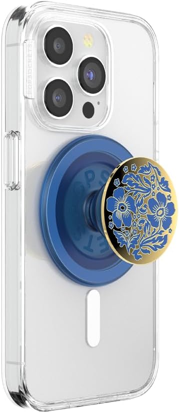 PopSockets Phone Grip for MagSafe, Magnetic Holder, Phone Stand, Blue - Lace Blue Vermeer