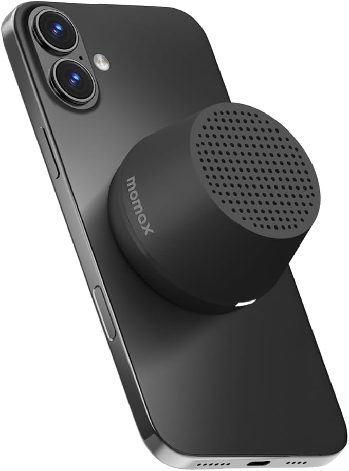MOMAX Mini Portable Bluetooth Speaker - Magnetic Waterproof Speaker with Balanced Sound, 12H Playtime, Indoor Speaker True Wireless Stereo Pairing for Home, Bedroom, Bathroom, Gift Ideas, Black
