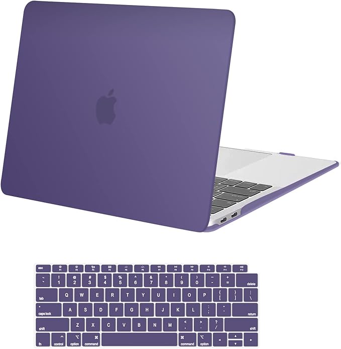 MOSISO Compatible with MacBook Air 13 inch Case M1 2021 2020 2019 2018 Release A2337 A2179 A1932 Touch ID, Plastic Hard Shell Cover&Keyboard Cover for MacBook Air 13.3 inch Case M1, Imperial Purple