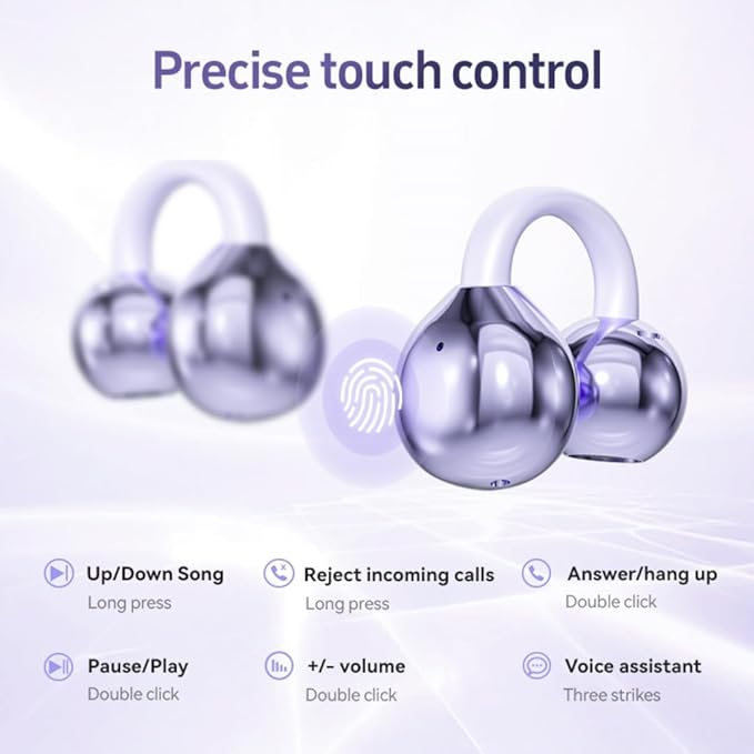 Open Ear Headphones, Wireless Earbuds for Sports Running Gym, 24H Battery, Sweat Proof, BT5.4, Noise Cancelling Mic, Wireless Charging Case for iOS Android (Style 1:Golden)