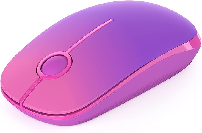 Unipows Wireless Mouse - 2.4G Slim Portable Computer Mouse with Nano Receiver, Less Noise Mobile Optical Mice for Notebook, PC, Laptop, Computer, Mac (Gradient Purple)