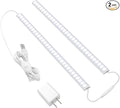 JUSJUBR Plug-in Under Cabinet Lighting, 2pcs 12 Inch Dimmable Closet Light, Cold White 6000K Linkable USB LED Light Bar, Memory Function, Under Counter Lights for Kitchen, Desk, Workspace