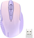 TECKNET Wireless Mouse, 2.4G Ergonomic Optical Mouse, Computer Mouse for Laptop, PC, Computer, Chromebook, Notebook, 6 Buttons, 24 Months Battery Life, 2600 DPI, 5 Adjustment Levels, Gradient Lavender