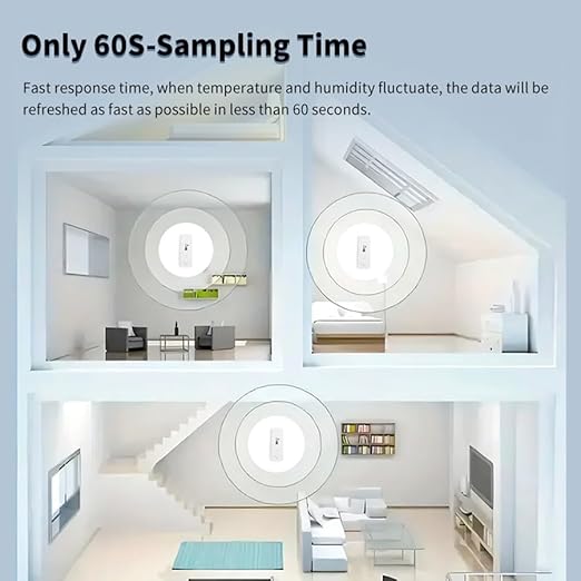WiFi Temperature Humidity Sensor,Tuya Wireless Temperature Humidity Monitor with App Alert, High Precision Indoor Thermometer with Smart Life App, No Hub Required, Compatible with Alexa (4)