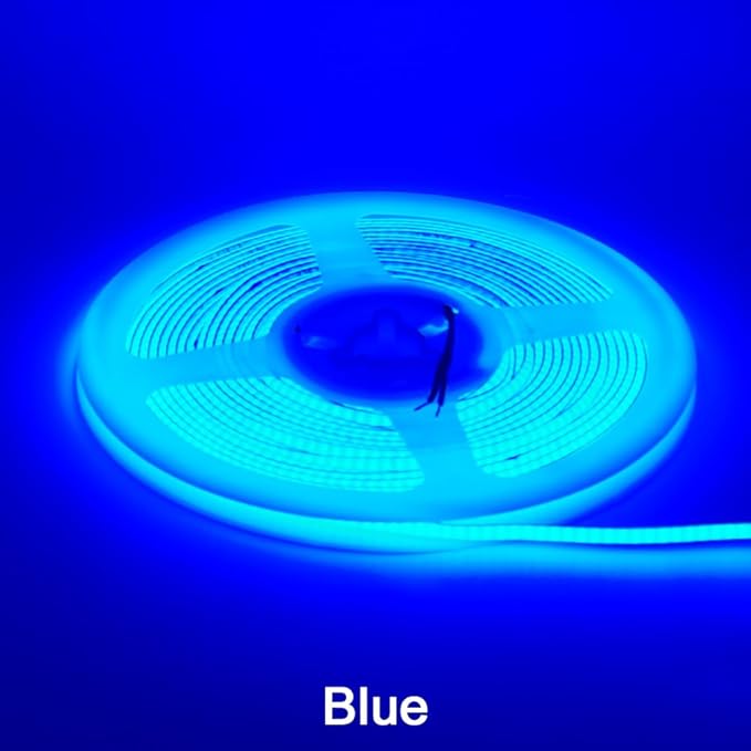 3mm COB Strip Light, DC 24V Blue 16.4ft Flexible Cuttable Ultra-Thin LED Tape CRI>90 Uniform Dotless 400LEDs/M LED Light for for Christmas Bedroom Home Kitchen Cabinet Decor (NO Power Supply)